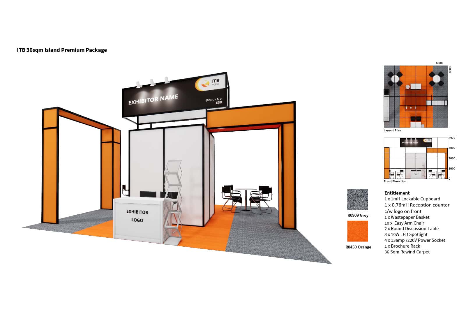 Modern travel trade exhibition booth design for ITB Asia 2026 in Singapore.