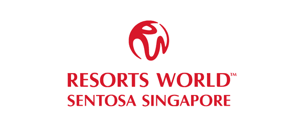 Resorts World Sentosa Singapore logo with red icon and text.
