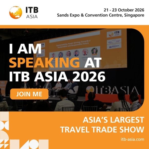 ITB Asia 2026 travel trade show Singapore conference with speakers and audience.