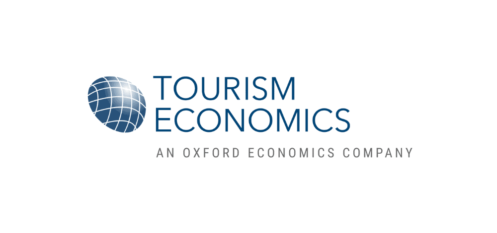 Tourism Economics logo at ITB Asia 2026 travel trade show in Singapore.