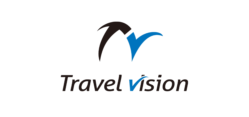 Travel Vision logo with black and blue checkmark design.