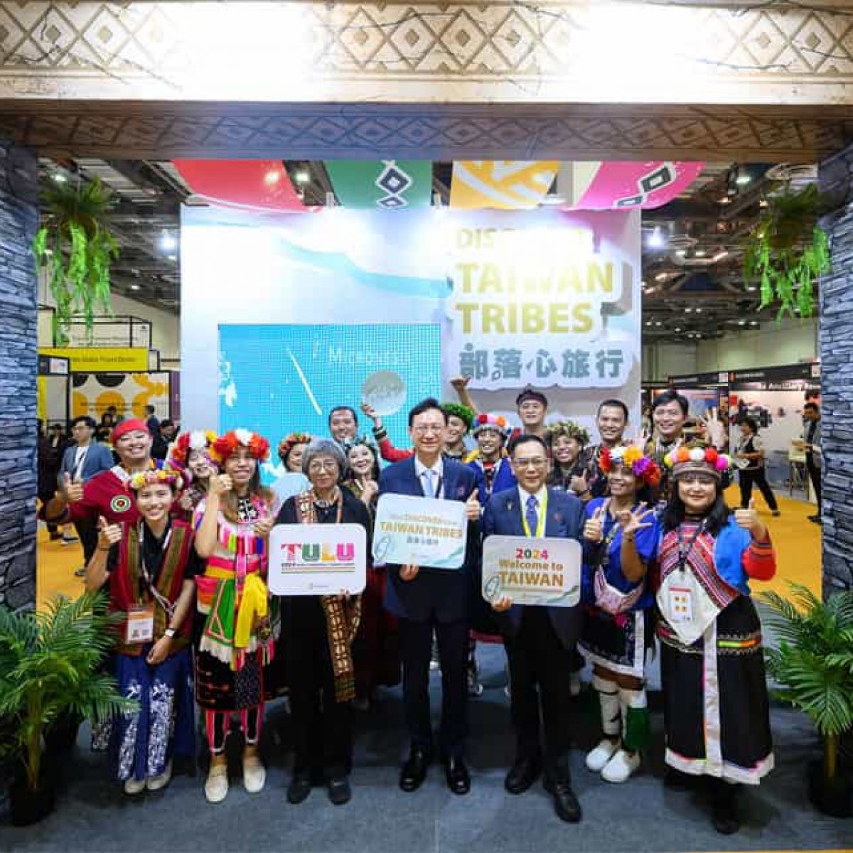 Vibrant Taiwan cultural representatives at ITB Asia 2026 trade show in Singapore.