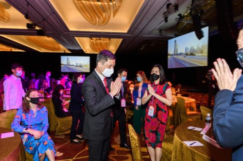 TravelRevive Grand Ballroom with:- Mr Chan Chun Sing, Minister for Trade and Industry, Republic of Singapore- Ms Kwee Wei Lin, Head of Hotels (Singapore), Pontiac Land Group, President, Singapore Hotel Association, EST Tourism AfA Co-Chair- Mr Chaly Mah, Chairman, STB